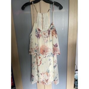 Anthropologie Everly Summer Dress Floral Mini Strappy Fully Lined Sz S